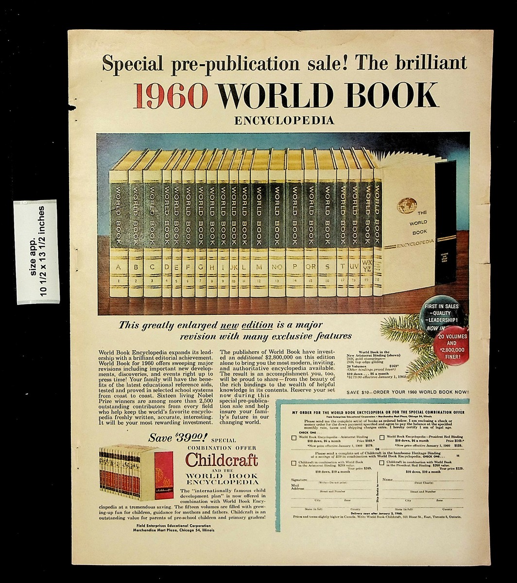 1959 World Book Encyclopedia 1960 Pre-Publication Sale Vintage