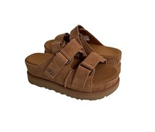 UGG GOLDENSTAR HI SLIDE SUEDE CHESTNUT PLATFORM SANDALS US 7 / EU 38 / UK 5