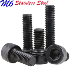 M6 - 1.0 Black A2 Stainless Steel Hex Socket Head Cap Screws Allen Bolts DIN 912