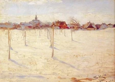 Oil painting Peder-Severin-Kroyer-Hornbaek-en-invierno landscape art on canvas