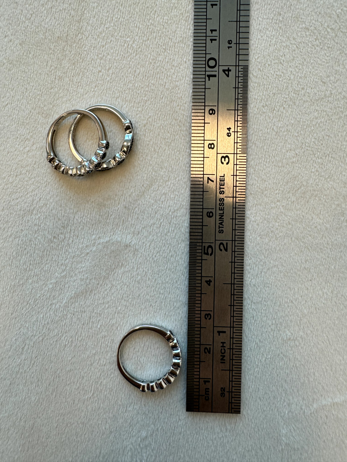 Silver and Black Diamond Ring Stack Set - image 5