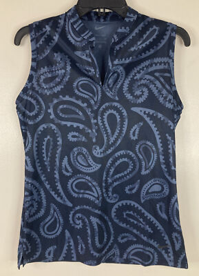 Nike Victory Golf Polo Shirt DH1975-451 Obsidian Women s Small Paisley Pattern