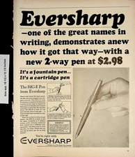 1961 Eversharp Pen Big E Pen Fountain Vintage Print Ad 5356
