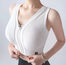 Women  s Zippered Sports Bra High Support Vest
