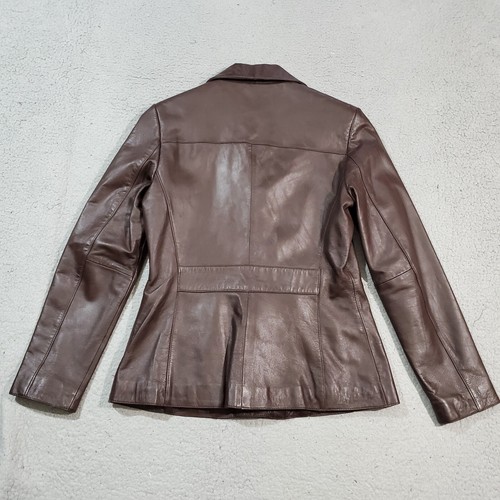 Wilsons Leather Jacket Womens Small Brown Lined Button Up Collared Pockets - Picture 15 of 19