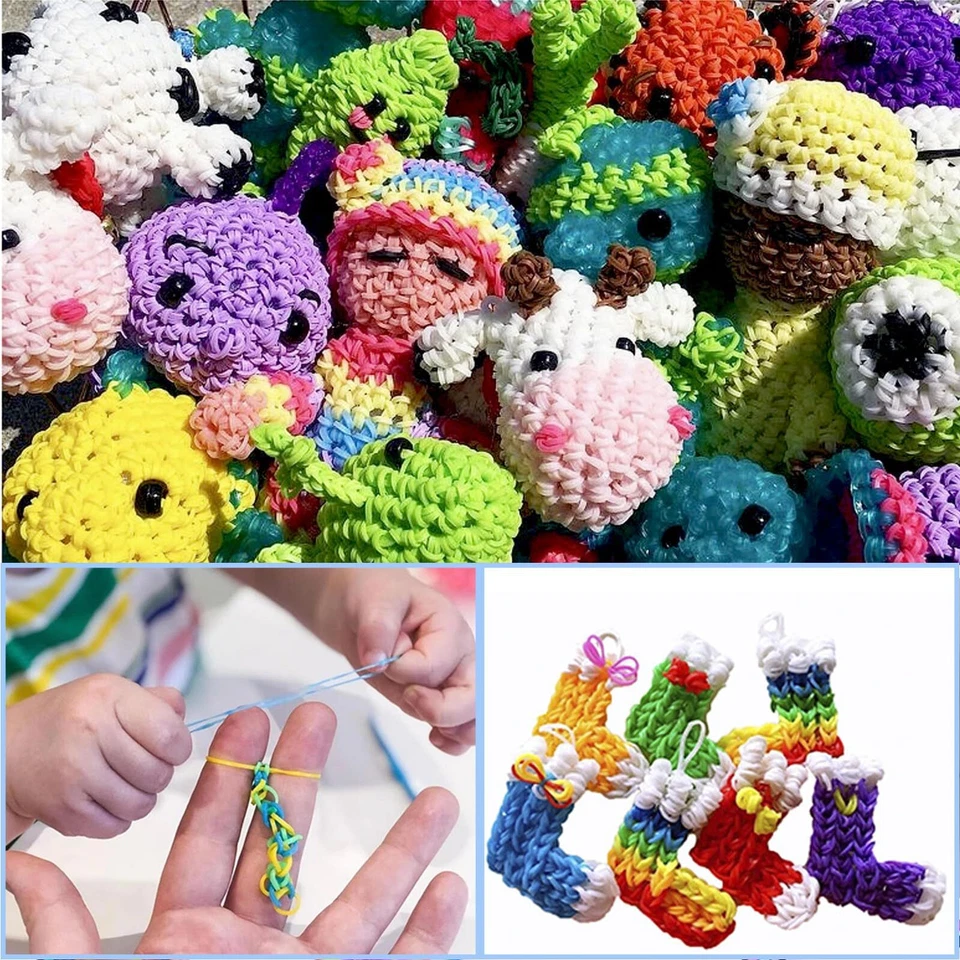 2500 Loom Bänder Set40Gitter Kunststoff Gummibänder Kit 32 Farben Loops Gummi... - Bild 4 von 4