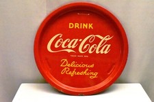 Vintage Werbe-Zinn-Tablett Drink Coca Cola Lecker Erfrischend Sammlerst&uuml;cke