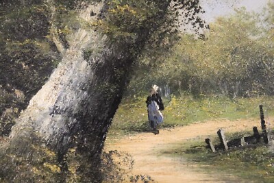 Huile Ancienne Paysage Marin Signé XIXe Siècle - École Française, Bon état, Toile D'origine