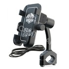 Motorcycle Cell phone Mount Holder with USB Charger Handlebar Mirror Mount Black