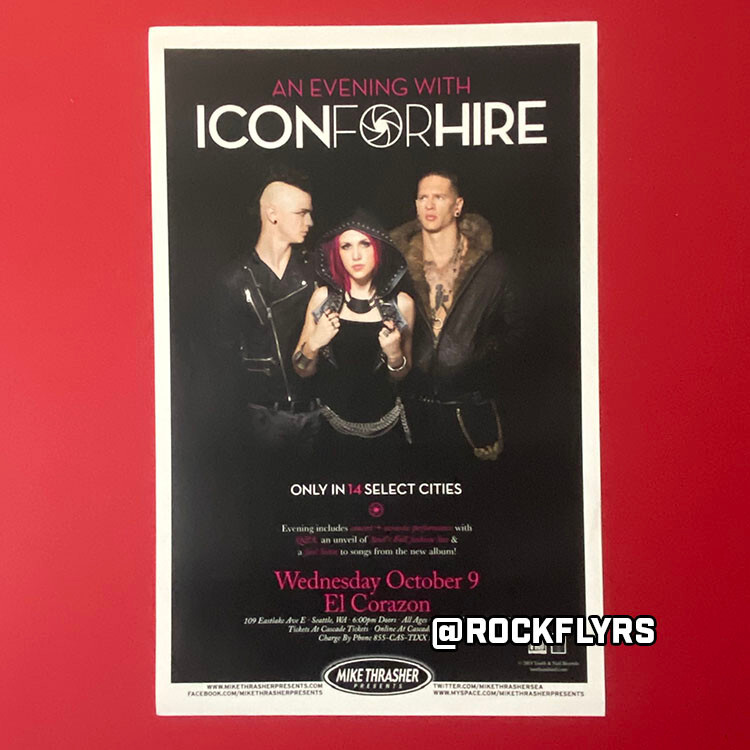 ICON FOR HIRE 2013 Concert Promo 11x17 Street Poster.