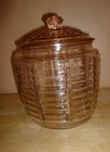 Vintage Anchor Hocking ribbed Pink Depression Glass Beehive cookie jar canister