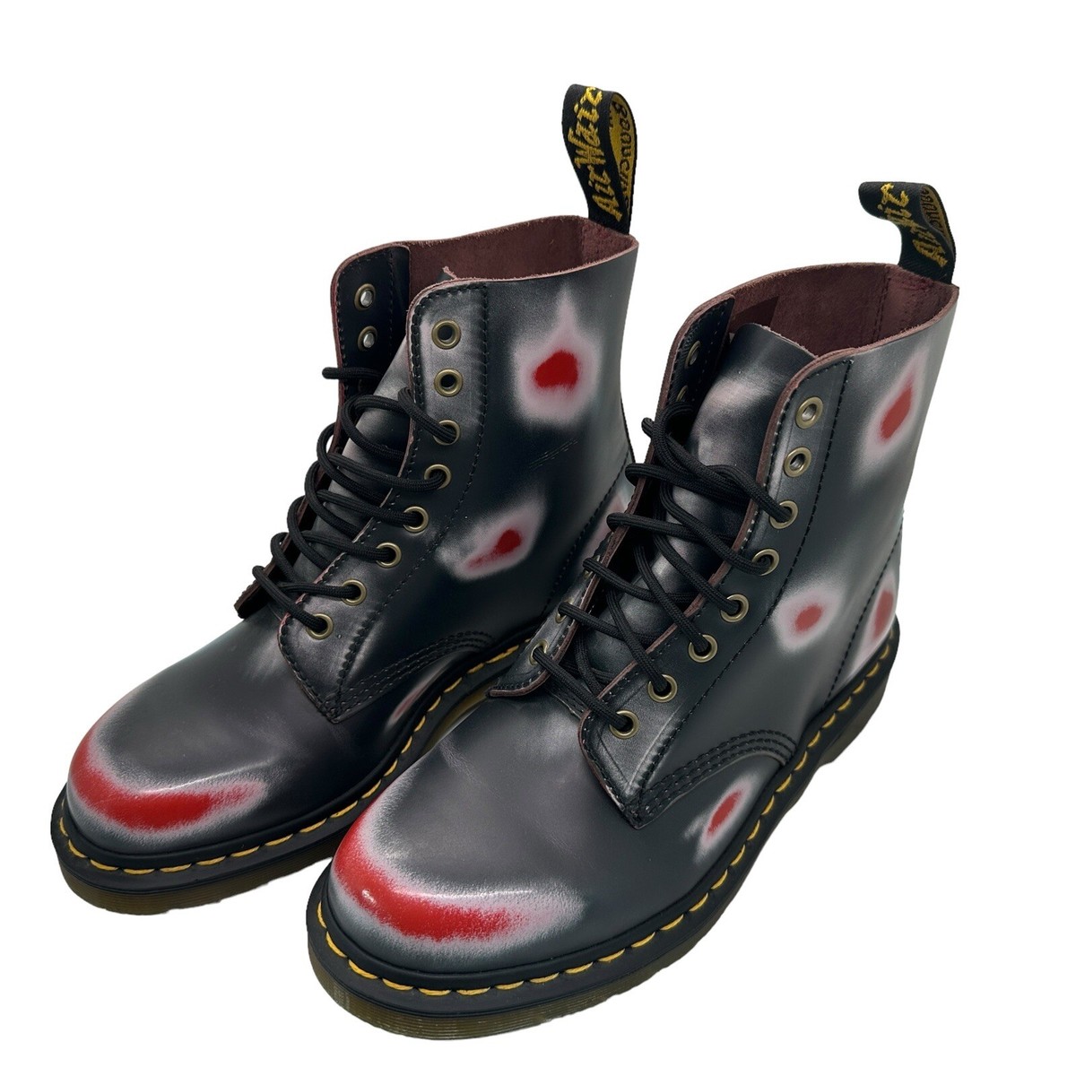 Dr. Martens Doc Rare Red Rub-off Pascal Boots Black Combat