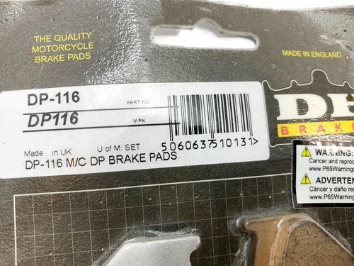DP Brakes DP-116 Pastiglie freno standard in metallo sinterizzato NUOVE SPEDIZIONE VELOCE GRATUITA - Foto 3 di 6