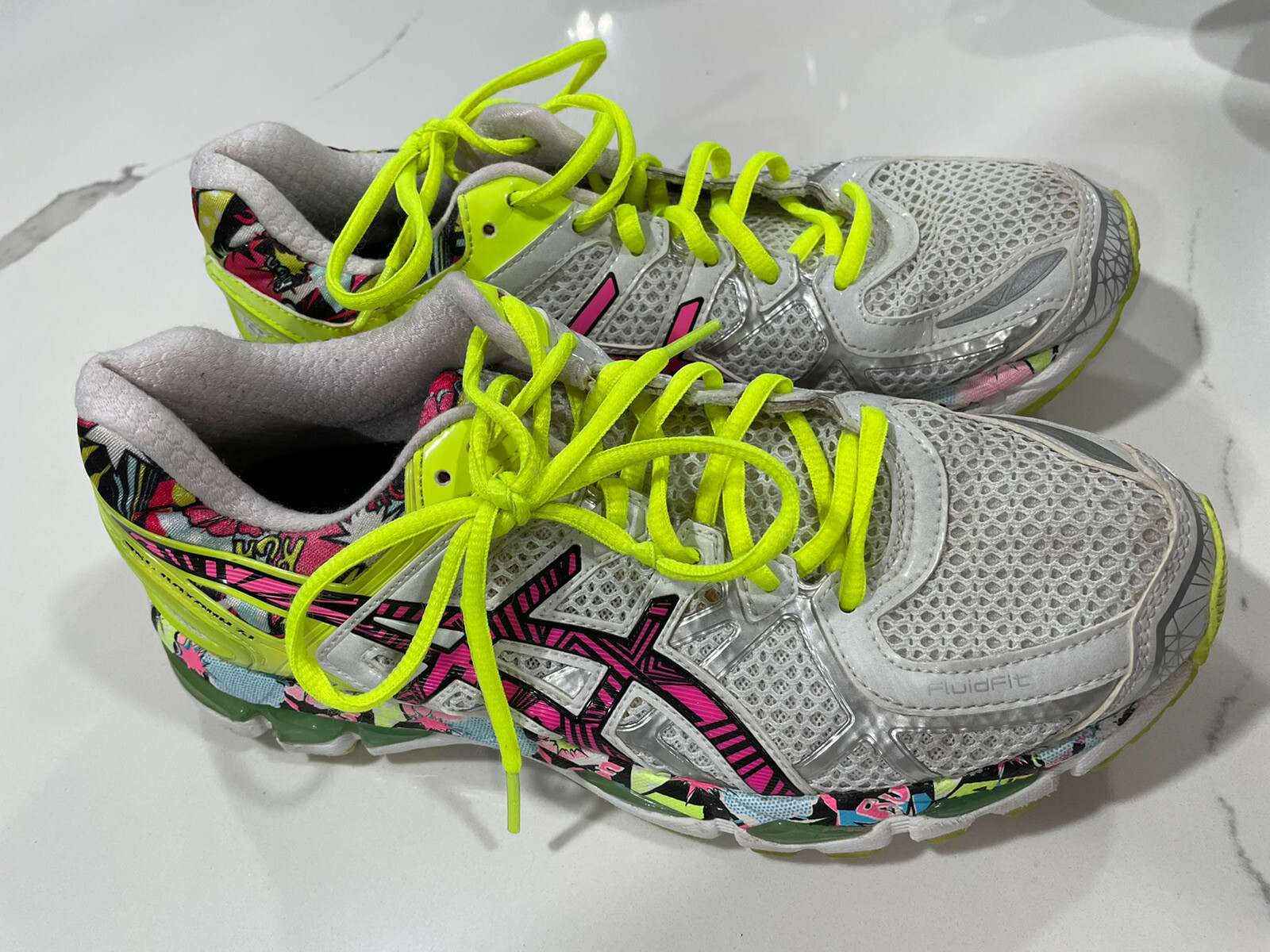 Asics Gel Kayano 21 Running Shoes White Yellow Womens SHF