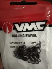 VMC rolling swivel  size 3  100lb test 10 pr pack rs#3 saltwater fresh 2