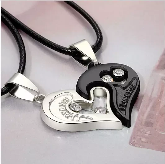 Collar De Corazón Colgante Para Hombre Mujer Parejas Amantes Día De San Valentín Foto 3 de 4