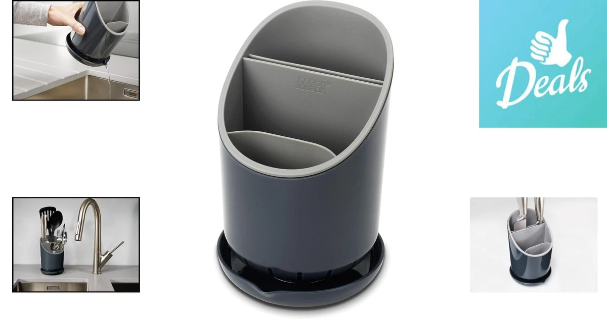 Convenient Dock Cutlery Drainer and Organizer Durable Plastic Dark Grey Grey