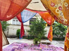 Indian Silk Sari Bed Canopy Four Post Bed Canopy Drapes Gypsy Canopy BC1