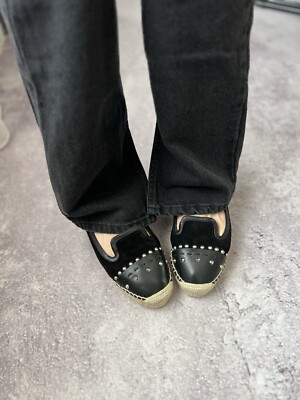 Alexander McQueen Leather Black Espadrilles Loafers Slip on 