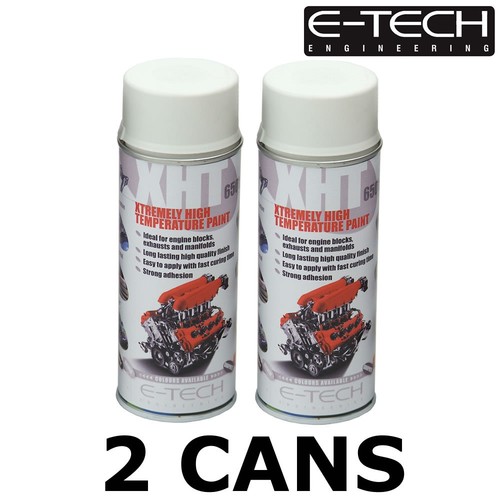 2x WHITE ETech 400ML Extremely High Temperature Paint XHT VHT Exhaust