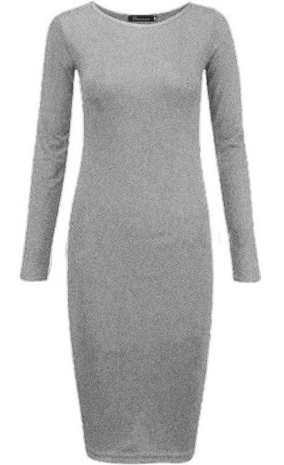 Womens Long Sleeve Plain Midi Dress Ladies Stretch Bodycon Jersey UK 8-26 - Image 4 of 4