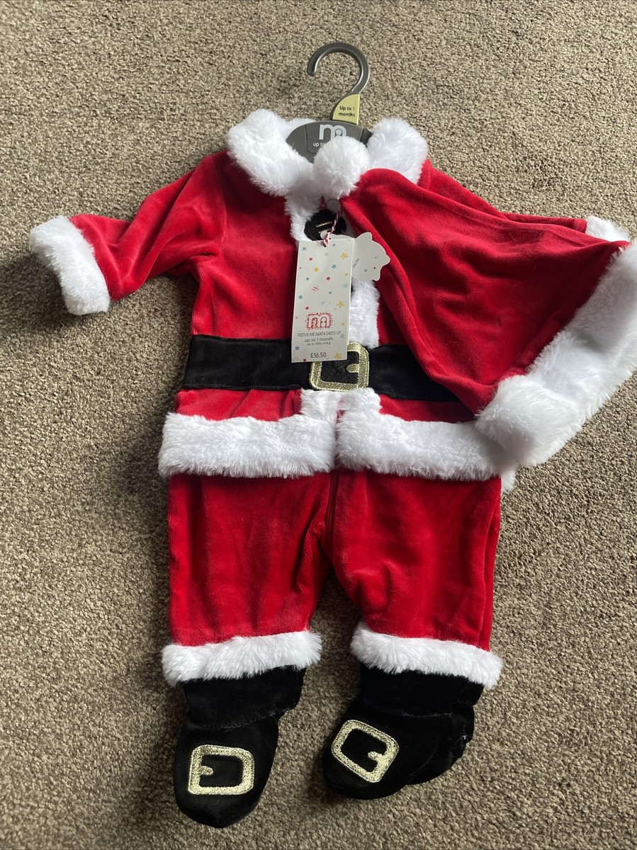 Mothercare Velour Father Christmas Outfit Santa Suit Up To Month