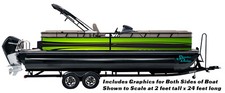 Black Lime Green Wavy Lines Graphic Kit Decal Fishing Boat Wrap Pontoon Vinyl