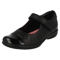 Clarks 'friend Play' Girls Black 100% Leather Upper School Shoes F Fit Clarks 'friend Play' Girls Black 100% Leather Upper School Shoes F Fit