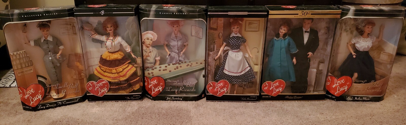 I Love Lucy Dolls by Mattel Set of 6 NEW BOXES NEVER OPENED&nbsp;