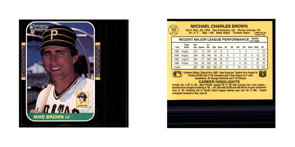 1987 Donruss Mike Brown Baseball Cards #168 - Image 3 of 3