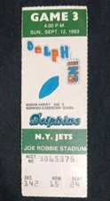 1993 Dolphins Jets DAN MARINO 40,000 CAREER PASSING YARDS 2 TDs Football Ticket 