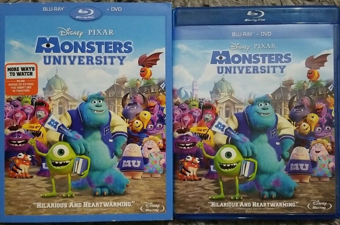 MONSTERS INC + MONSTERS UNIVERSITY 2 Blu-ray+ 2 DVD + BOTH W/ OOP SLIPCOVERS