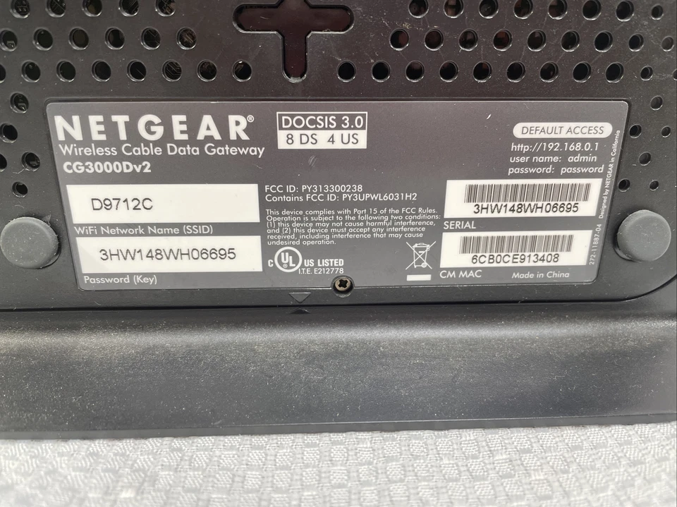 Netgear N450 CG3000Dv2 DOCSIS 3.0 Wireless Cable Modem/Router + Power Adapter - Image 4 of 4