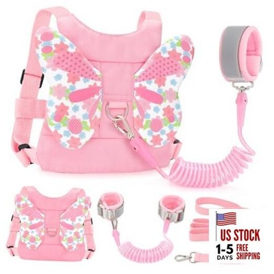 Toddlers Leash + Anti Lost Wrist Link Child Kids Safety Harness Kids PINK