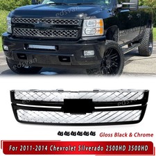 For Chevy Silverado 2500 Hd 2011-2014 Black Front Upper Grille W Chrome Mesh