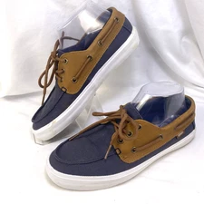 Vans Rare Surf Siders Mens 7.5 FabricLeather Blue White Deck Skateboard Sneakers