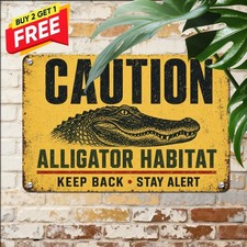 Gator Swamp Caution Sign Rustic Wildlife Danger Alligator Metal Wall Plaque
