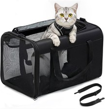 Cat Carrier Bag,Soft-Sided Pet Carriers for Dogs with 4-Sided M, Black