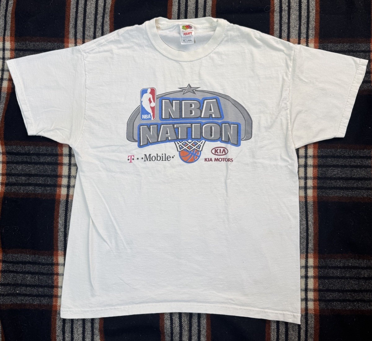 Vintage NBA Nation Finals Shirt Mens XL Basketball 90s Y2K T Mobile Kia White