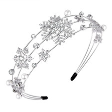 Christmas Headband Silver Snowflake Pearl Party Headbands...
