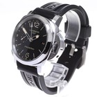 PANERAI LUMINOR 1950 PAM00531 44mm SS Black Dial Rubber Strap GMT Date #C325