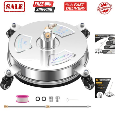 #ad 14quot; Pressure Washer Surface Cleaner with 4 Wheels Stainless Steel Surface C... $113.98