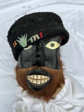 VTG Yaqui Mask w/ EL TRI Cap – Unique Mexican Folk Art – Rare Cultural Artifact