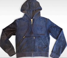 Juicy Couture Full Zip Hoodie Size S Navy Velour Robertson Women  s Streetwear