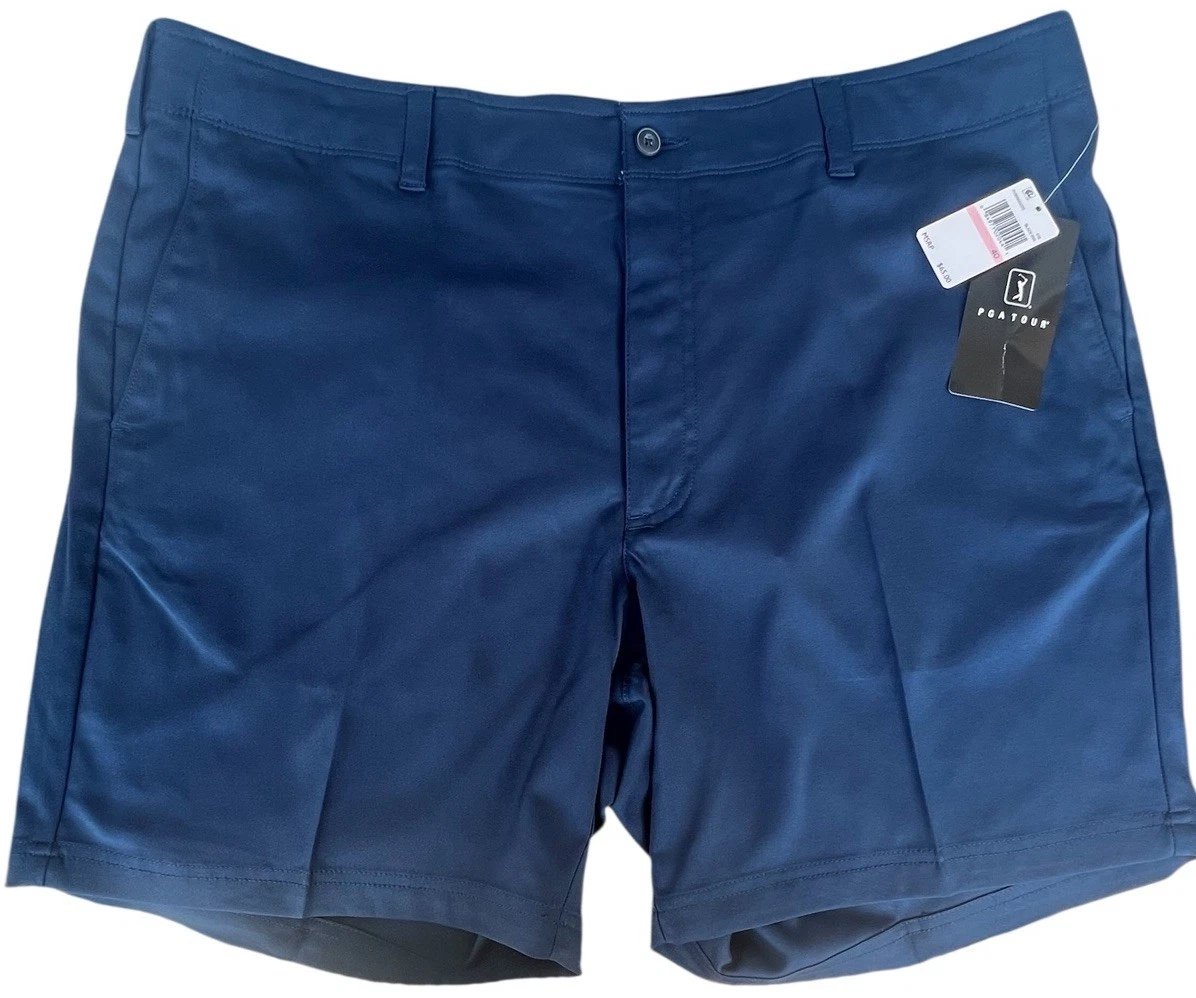 PGA Tour Apparel Men’s 7" Flat Frnt Golf Short w/ Active Waistband Navy Size 40