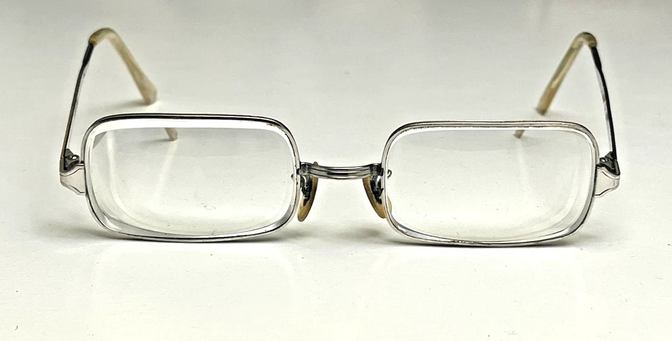 Marco de gafas rectangular vintage tono plata 5 1/2 1/20 12K RP Foto 2 de 4