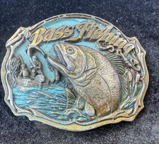 BASS Fishing Large Mouth Fish Fisherman VTG 1987 The Great American Belt Buckle