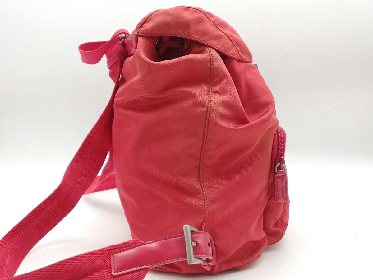 PRADA Backpack Triangle Logo Red Backpack Nylon Logo Plate Bag Triangle Logo Bag thumbnail 3