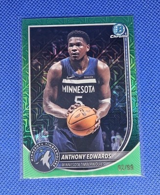 2025-26 Bowman Basketball Anthony Edwards Green Mojo Refractor 2/99 Timberwolves