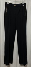 St. John Sport Marie Gray Black Cargo Pants Pockets Zippers Gold Hardware Size 6